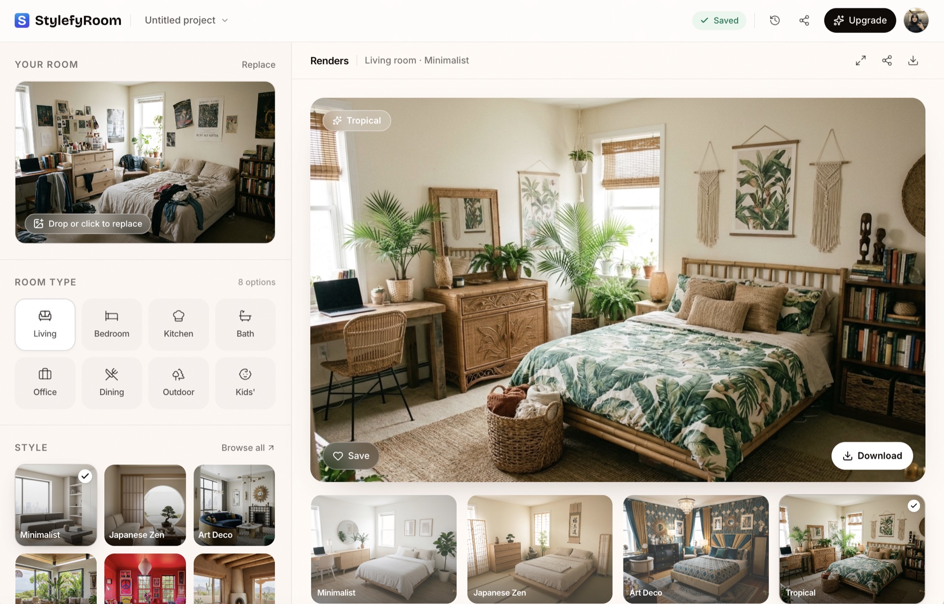 StylefyRoom app interior restyling preview