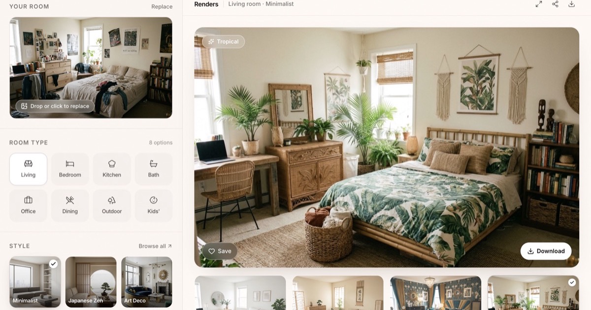AI interior design. Restyle any room from a photo, in seconds ...