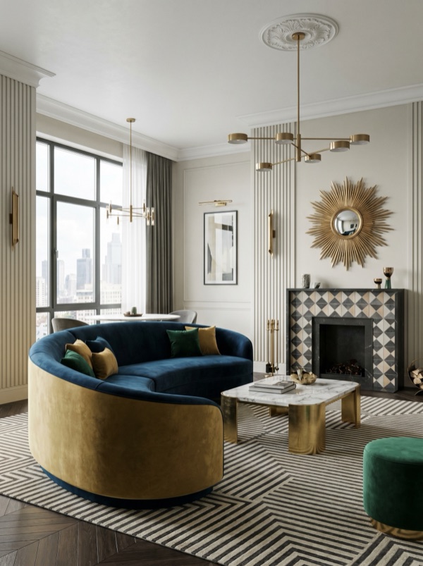 Art Deco interior design style — example room rendered by StylefyRoom