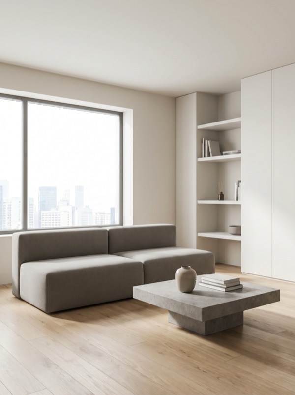 Minimalist interior design style — example room rendered by StylefyRoom