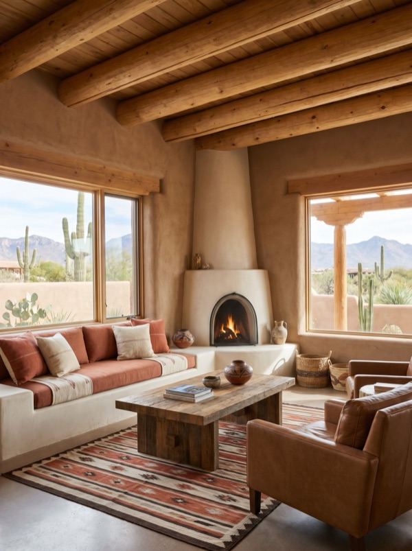 Southwestern interior design style — example room rendered by StylefyRoom